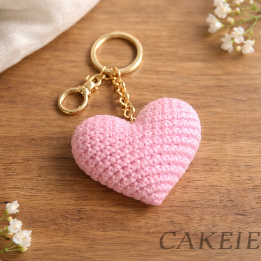 Crochet Heart Keychain